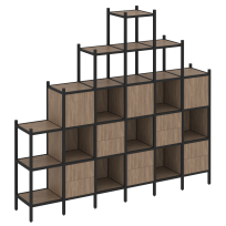 Loft Прямой стеллаж наборный VR.L-24 Тиквуд тёмный/Белый металл 2526×446×2280 Loft Прямой стеллаж наборный VR.L-24 Тиквуд тёмный/Белый металл 2526×446×2280