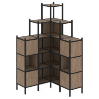 Loft Угловой внутренний стеллаж наборный VR.L-45 Тиквуд тёмный/Белый металл 1278×1278×2280 Loft Угловой внутренний стеллаж наборный VR.L-45 Тиквуд тёмный/Белый металл 1278×1278×2280