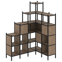 Loft Угловой внутренний стеллаж наборный VR.L-44 Тиквуд тёмный/Белый металл 1694×1278×2280 Loft Угловой внутренний стеллаж наборный VR.L-44 Тиквуд тёмный/Белый металл 1694×1278×2280