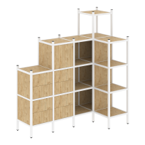 Loft Угловой внутренний стеллаж наборный VR.L-48 Тиквуд тёмный/Белый металл 1694×862×1869 Loft Угловой внутренний стеллаж наборный VR.L-48 Тиквуд тёмный/Белый металл 1694×862×1869