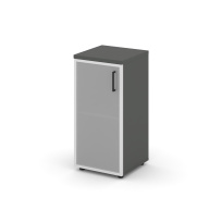 Шкаф для документов низкий узкий левый со стеклянной дверью Style Project SN.STU-303(L) / Белый – Тиквуд Светлый – Сатин – Черные ручки / 400×400×833 Шкаф для документов низкий узкий левый со стеклянной дверью Style Project SN.STU-303(L) / Белый – Тиквуд Светлый – Сатин – Черные ручки / 400×400×833