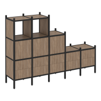 Loft Прямой стеллаж наборный VR.L-19 Тиквуд тёмный/Белый металл 2110×446×1458 Loft Прямой стеллаж наборный VR.L-19 Тиквуд тёмный/Белый металл 2110×446×1458