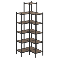 Loft Угловой внутренний стеллаж наборный VR.L-46 Тиквуд тёмный/Белый металл 862×862×2280 Loft Угловой внутренний стеллаж наборный VR.L-46 Тиквуд тёмный/Белый металл 862×862×2280