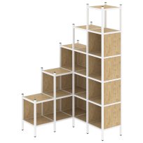 Loft Угловой внутренний стеллаж наборный VR.L-49 Тиквуд тёмный/Белый металл 1278×1278×2280 Loft Угловой внутренний стеллаж наборный VR.L-49 Тиквуд тёмный/Белый металл 1278×1278×2280