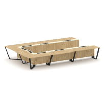Стол для переговоров П-образный Steel Meet KM-PR.B.SP-15P / Тиквуд Светлый – Графит Глянец – Металл Черный / 4800×3200×750 Стол для переговоров П-образный Steel Meet KM-PR.B.SP-15P / Тиквуд Светлый – Графит Глянец – Металл Черный / 4800×3200×750