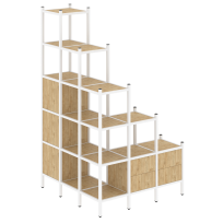 Loft Угловой внешний стеллаж наборный VR.L-59 Тиквуд тёмный/Белый металл 1278×1278×2280 Loft Угловой внешний стеллаж наборный VR.L-59 Тиквуд тёмный/Белый металл 1278×1278×2280