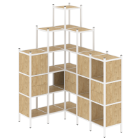 Loft Угловой внутренний стеллаж наборный VR.L-43 Тиквуд тёмный/Белый металл 1278×1694×2280 Loft Угловой внутренний стеллаж наборный VR.L-43 Тиквуд тёмный/Белый металл 1278×1694×2280