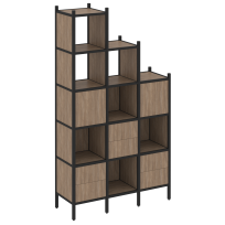 Loft Прямой стеллаж наборный VR.L-22 Тиквуд тёмный/Белый металл 1278×446×2280