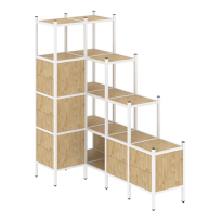 Loft Угловой внутренний стеллаж наборный VR.L-42 Тиквуд тёмный/Белый металл 862×1694×1869 Loft Угловой внутренний стеллаж наборный VR.L-42 Тиквуд тёмный/Белый металл 862×1694×1869