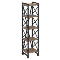 Loft Стеллаж на колесных опорах-5 полок VR.L-MST.K-5.4 Тиквуд тёмный/Чёрный металл 400×400×1704 Loft Стеллаж на колесных опорах-5 полок VR.L-MST.K-5.4 Тиквуд тёмный/Чёрный металл 400×400×1704