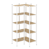 Loft Угловой внутренний стеллаж наборный VR.L-32 Тиквуд тёмный/Белый металл 862×862×1869 Loft Угловой внутренний стеллаж наборный VR.L-32 Тиквуд тёмный/Белый металл 862×862×1869