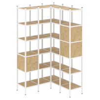 Loft Угловой внутренний стеллаж наборный VR.L-34 Тиквуд тёмный/Белый металл 1278×1278×2280 Loft Угловой внутренний стеллаж наборный VR.L-34 Тиквуд тёмный/Белый металл 1278×1278×2280