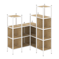 Loft Угловой внутренний стеллаж наборный VR.L-39 Тиквуд тёмный/Белый металл 1278×1278×1869 Loft Угловой внутренний стеллаж наборный VR.L-39 Тиквуд тёмный/Белый металл 1278×1278×1869