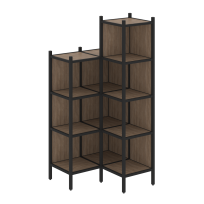 Loft Угловой внутренний стеллаж наборный VR.L-38 Тиквуд тёмный/Белый металл 862×862×1869 Loft Угловой внутренний стеллаж наборный VR.L-38 Тиквуд тёмный/Белый металл 862×862×1869