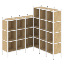 Loft Угловой внутренний стеллаж наборный VR.L-50 Тиквуд тёмный/Белый металл 1694×1694×1869 Loft Угловой внутренний стеллаж наборный VR.L-50 Тиквуд тёмный/Белый металл 1694×1694×1869