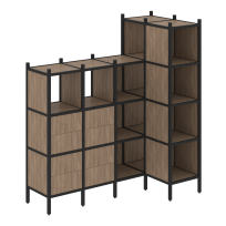 Loft Угловой внутренний стеллаж наборный VR.L-47 Тиквуд тёмный/Белый металл 1694×862×1869 Loft Угловой внутренний стеллаж наборный VR.L-47 Тиквуд тёмный/Белый металл 1694×862×1869
