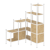 Loft Угловой внутренний стеллаж наборный VR.L-40 Тиквуд тёмный/Белый металл 1278×1278×1869 Loft Угловой внутренний стеллаж наборный VR.L-40 Тиквуд тёмный/Белый металл 1278×1278×1869
