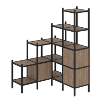 Loft Угловой внутренний стеллаж наборный VR.L-40 Тиквуд тёмный/Белый металл 1278×1278×1869 Loft Угловой внутренний стеллаж наборный VR.L-40 Тиквуд тёмный/Белый металл 1278×1278×1869