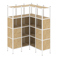 Loft Угловой внутренний стеллаж наборный VR.L-33 Тиквуд тёмный/Белый металл 1278×1278×1869 Loft Угловой внутренний стеллаж наборный VR.L-33 Тиквуд тёмный/Белый металл 1278×1278×1869
