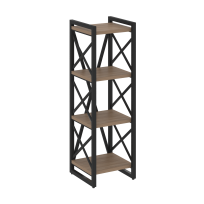 Loft Стеллаж на регулируемых опорах-4 полки VR.L-MST.O-4.4 Тиквуд тёмный/Чёрный металл 400×400×1280 Loft Стеллаж на регулируемых опорах-4 полки VR.L-MST.O-4.4 Тиквуд тёмный/Чёрный металл 400×400×1280
