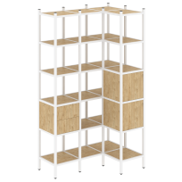Loft Угловой внутренний стеллаж наборный VR.L-35 Тиквуд тёмный/Белый металл 1278×862×2280 Loft Угловой внутренний стеллаж наборный VR.L-35 Тиквуд тёмный/Белый металл 1278×862×2280