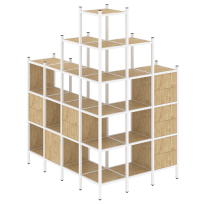 Loft Угловой внешний стеллаж наборный VR.L-56 Тиквуд тёмный/Белый металл 1694×1278×2280 Loft Угловой внешний стеллаж наборный VR.L-56 Тиквуд тёмный/Белый металл 1694×1278×2280