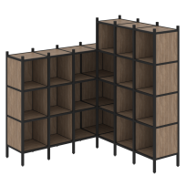 Loft Угловой внутренний стеллаж наборный VR.L-50 Тиквуд тёмный/Белый металл 1694×1694×1869 Loft Угловой внутренний стеллаж наборный VR.L-50 Тиквуд тёмный/Белый металл 1694×1694×1869