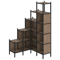 Loft Угловой внутренний стеллаж наборный VR.L-49 Тиквуд тёмный/Белый металл 1278×1278×2280 Loft Угловой внутренний стеллаж наборный VR.L-49 Тиквуд тёмный/Белый металл 1278×1278×2280