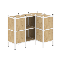 Loft Угловой внутренний стеллаж наборный VR.L-28 Тиквуд тёмный/Белый металл 1278×862×1047 Loft Угловой внутренний стеллаж наборный VR.L-28 Тиквуд тёмный/Белый металл 1278×862×1047