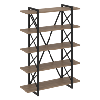 Loft Стеллаж на регулируемых опорах-5 полок VR.L-MST.O-5.8V Тиквуд тёмный/Чёрный металл 1200×400×1650 Loft Стеллаж на регулируемых опорах-5 полок VR.L-MST.O-5.8V Тиквуд тёмный/Чёрный металл 1200×400×1650