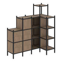 Loft Угловой внутренний стеллаж наборный VR.L-48 Тиквуд тёмный/Белый металл 1694×862×1869 Loft Угловой внутренний стеллаж наборный VR.L-48 Тиквуд тёмный/Белый металл 1694×862×1869