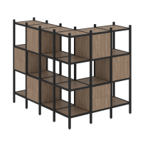 Loft Угловой внешний стеллаж наборный VR.L-52 Тиквуд тёмный/Белый металл 1694×1278×1458 Loft Угловой внешний стеллаж наборный VR.L-52 Тиквуд тёмный/Белый металл 1694×1278×1458