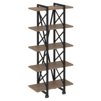 Loft Стеллаж на колесных опорах-5 полок VR.L-MST.K-5.4V Тиквуд тёмный/Чёрный металл 800×400×1704 Loft Стеллаж на колесных опорах-5 полок VR.L-MST.K-5.4V Тиквуд тёмный/Чёрный металл 800×400×1704