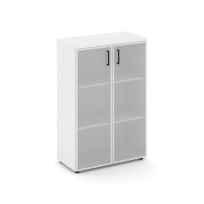 Шкаф для документов средний широкий со стеклянными дверьми Style Project SN.STS.E-206 / Белый – Тиквуд Светлый – Сатин – Черные ручки / 796×400×1203 Шкаф для документов средний широкий со стеклянными дверьми Style Project SN.STS.E-206 / Белый – Тиквуд Светлый – Сатин – Черные ручки / 796×400×1203
