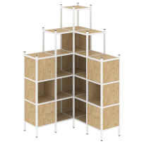 Loft Угловой внутренний стеллаж наборный VR.L-45 Тиквуд тёмный/Белый металл 1278×1278×2280 Loft Угловой внутренний стеллаж наборный VR.L-45 Тиквуд тёмный/Белый металл 1278×1278×2280