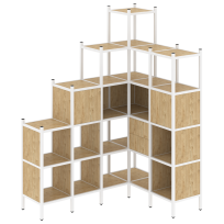 Loft Угловой внутренний стеллаж наборный VR.L-44 Тиквуд тёмный/Белый металл 1694×1278×2280 Loft Угловой внутренний стеллаж наборный VR.L-44 Тиквуд тёмный/Белый металл 1694×1278×2280