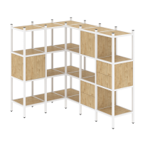 Loft Угловой внутренний стеллаж наборный VR.L-30 Тиквуд тёмный/Белый металл 1278×1278×1458 Loft Угловой внутренний стеллаж наборный VR.L-30 Тиквуд тёмный/Белый металл 1278×1278×1458