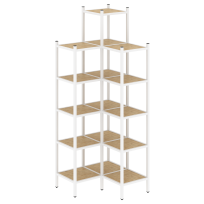 Loft Угловой внутренний стеллаж наборный VR.L-46 Тиквуд тёмный/Белый металл 862×862×2280 Loft Угловой внутренний стеллаж наборный VR.L-46 Тиквуд тёмный/Белый металл 862×862×2280