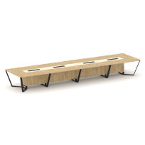 Стол для переговоров прямоугольный Steel Meet KM-PR.B.SP-20 / Тиквуд Светлый – Графит Глянец – Металл Черный / 6400×1600×750 Стол для переговоров прямоугольный Steel Meet KM-PR.B.SP-20 / Тиквуд Светлый – Графит Глянец – Металл Черный / 6400×1600×750