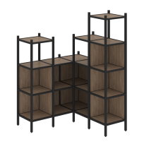 Loft Угловой внутренний стеллаж наборный VR.L-39 Тиквуд тёмный/Белый металл 1278×1278×1869 Loft Угловой внутренний стеллаж наборный VR.L-39 Тиквуд тёмный/Белый металл 1278×1278×1869