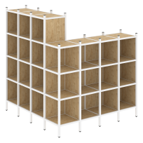 Loft Угловой внешний стеллаж наборный VR.L-60 Тиквуд тёмный/Белый металл 1694×1694×1869 Loft Угловой внешний стеллаж наборный VR.L-60 Тиквуд тёмный/Белый металл 1694×1694×1869