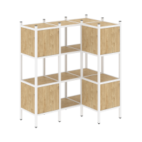 Loft Угловой внутренний стеллаж наборный VR.L-29 Тиквуд тёмный/Белый металл 1278×862×1458 Loft Угловой внутренний стеллаж наборный VR.L-29 Тиквуд тёмный/Белый металл 1278×862×1458