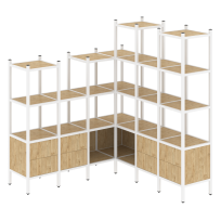 Loft Угловой внутренний стеллаж наборный VR.L-41 Тиквуд тёмный/Белый металл 1694×1694×1869 Loft Угловой внутренний стеллаж наборный VR.L-41 Тиквуд тёмный/Белый металл 1694×1694×1869