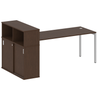 Metal System Quattro Стол офисный с шкафом-купе на П-образном м/к 40БП.РС-СШК-3.5 Т Вяз/Мокко металл 2210×1120×1098